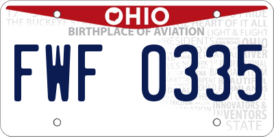 OH license plate FWF0335
