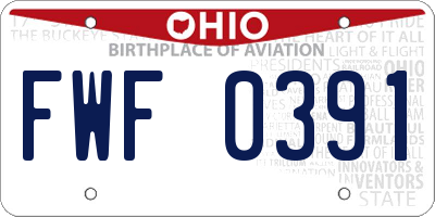 OH license plate FWF0391
