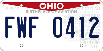 OH license plate FWF0412