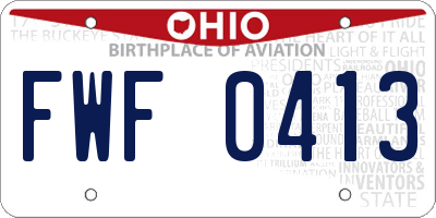 OH license plate FWF0413