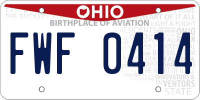 OH license plate FWF0414