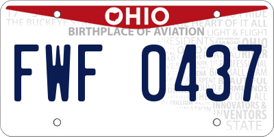 OH license plate FWF0437