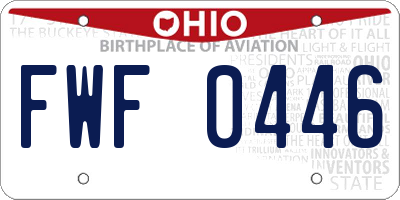 OH license plate FWF0446