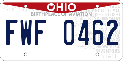 OH license plate FWF0462
