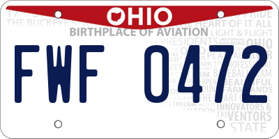 OH license plate FWF0472