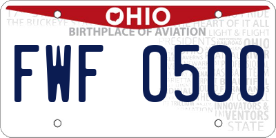 OH license plate FWF0500