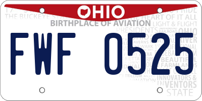 OH license plate FWF0525