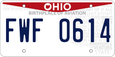 OH license plate FWF0614