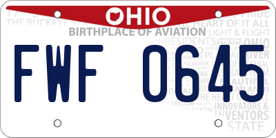 OH license plate FWF0645