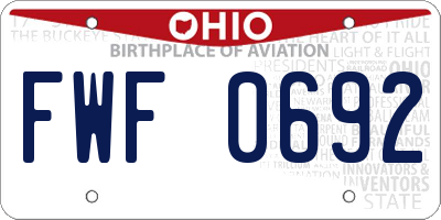 OH license plate FWF0692