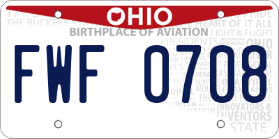OH license plate FWF0708