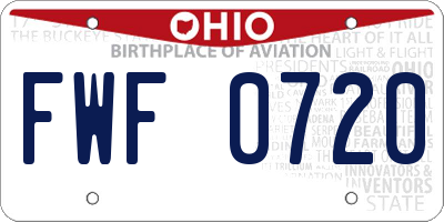OH license plate FWF0720