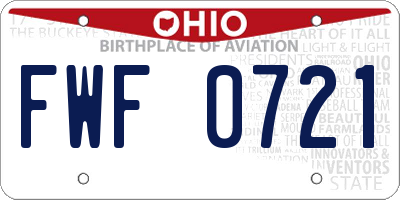 OH license plate FWF0721