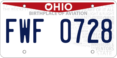 OH license plate FWF0728