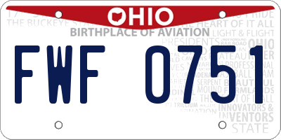 OH license plate FWF0751