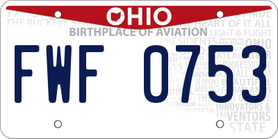 OH license plate FWF0753