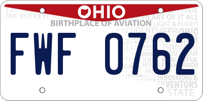 OH license plate FWF0762