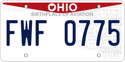 OH license plate FWF0775