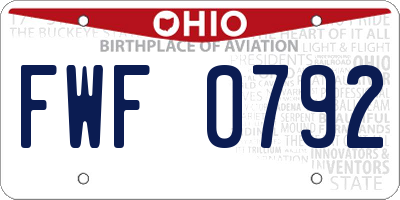 OH license plate FWF0792