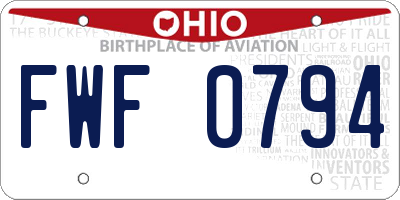 OH license plate FWF0794