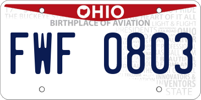 OH license plate FWF0803