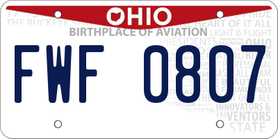 OH license plate FWF0807