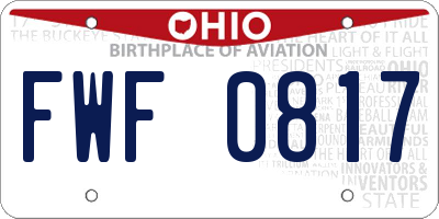 OH license plate FWF0817