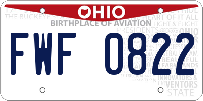 OH license plate FWF0822