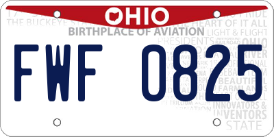 OH license plate FWF0825