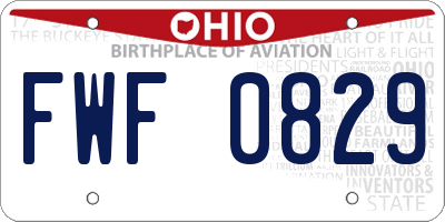 OH license plate FWF0829