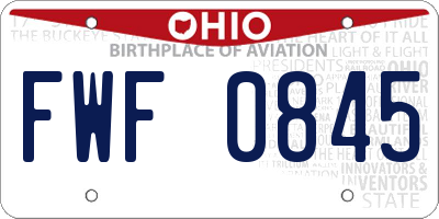 OH license plate FWF0845