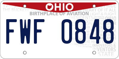 OH license plate FWF0848