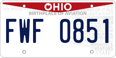 OH license plate FWF0851