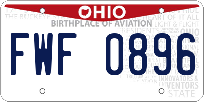 OH license plate FWF0896