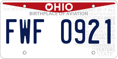 OH license plate FWF0921