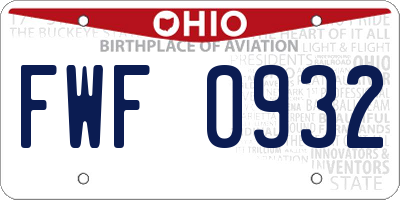 OH license plate FWF0932