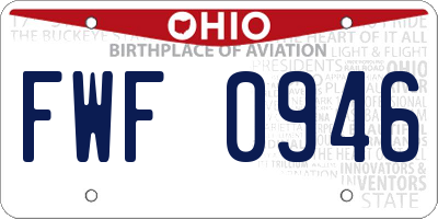 OH license plate FWF0946
