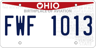 OH license plate FWF1013