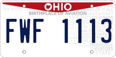 OH license plate FWF1113