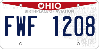 OH license plate FWF1208