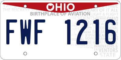 OH license plate FWF1216