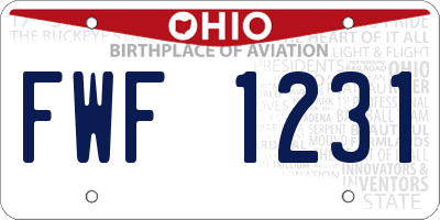 OH license plate FWF1231