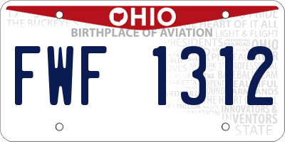 OH license plate FWF1312