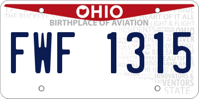 OH license plate FWF1315