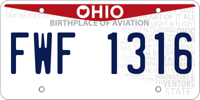 OH license plate FWF1316
