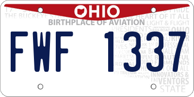 OH license plate FWF1337