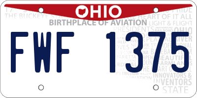 OH license plate FWF1375