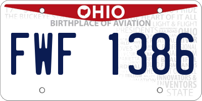 OH license plate FWF1386