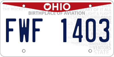 OH license plate FWF1403