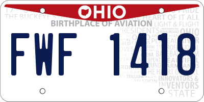 OH license plate FWF1418